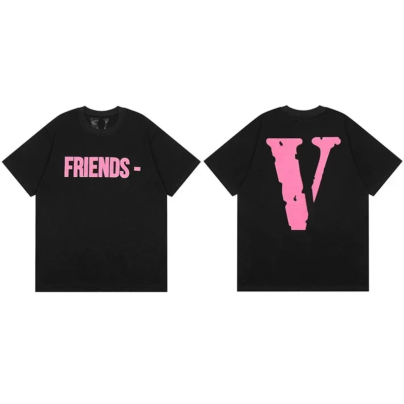 Vlone "FRIENDS-" Graphic T-Shirt - Black/Pink