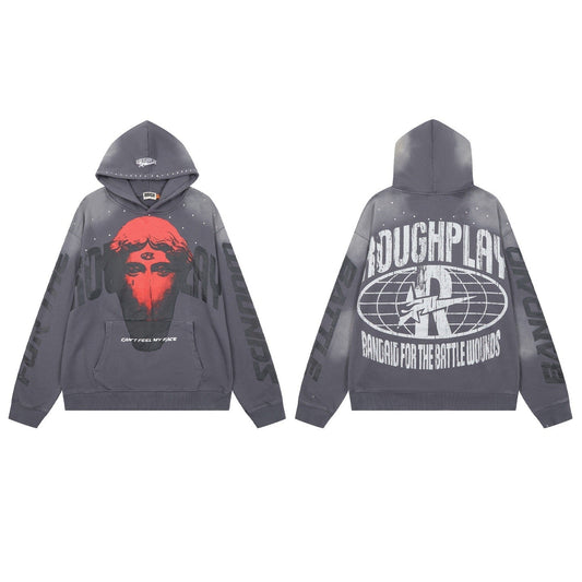 Men's Vintage Statue Graphic Oversized Hoodie – Gothic Streetwear Pullover Sweatshirt