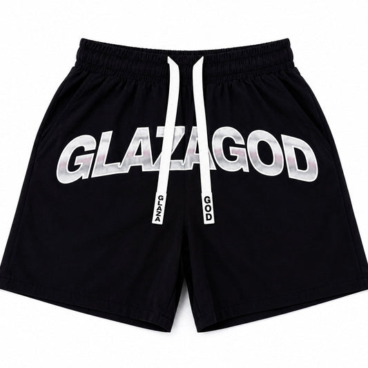 GLAZA GOD Short Waterproof Premium - Heavyweight Streetwear -BLACK