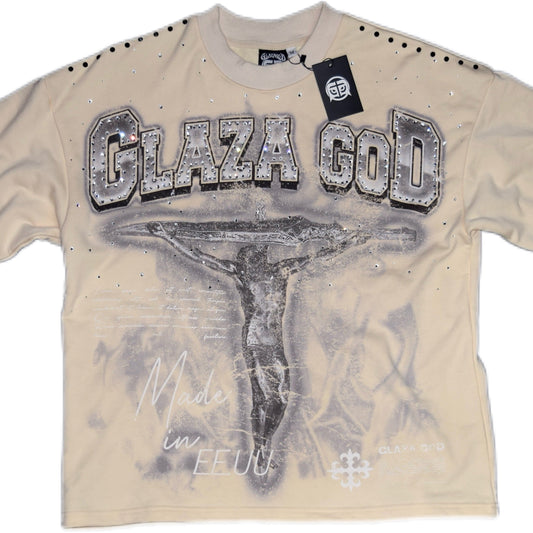 GLAZA GOD Crucifixion -Vol. 9- T-Shirt Oversized-CREMA