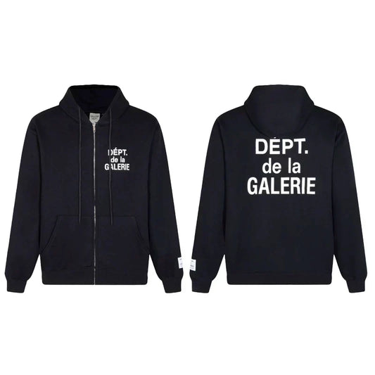 Gallery Dept. "Dépt. de la Galerie" Zip Hoodie – White French Print, Oversized Fit