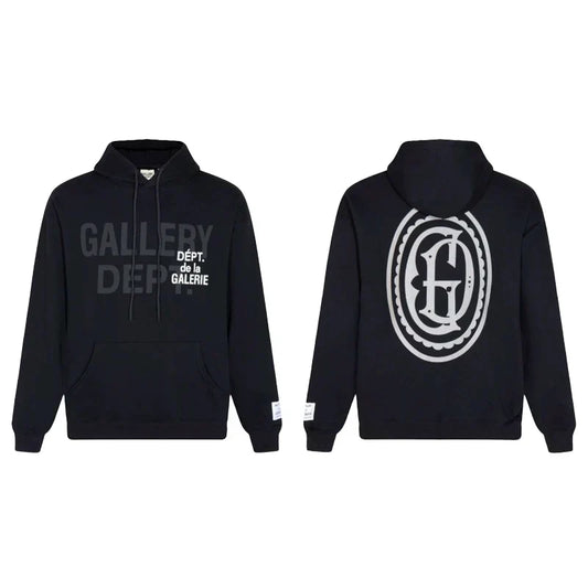 Gallery Dept. "GD Multi Logo" Hoodie – Black Oversized Streetwear