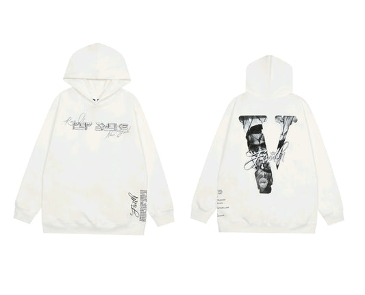 Vlone x Pop Smoke "Faith" Tribute Graphic Hoodie - White